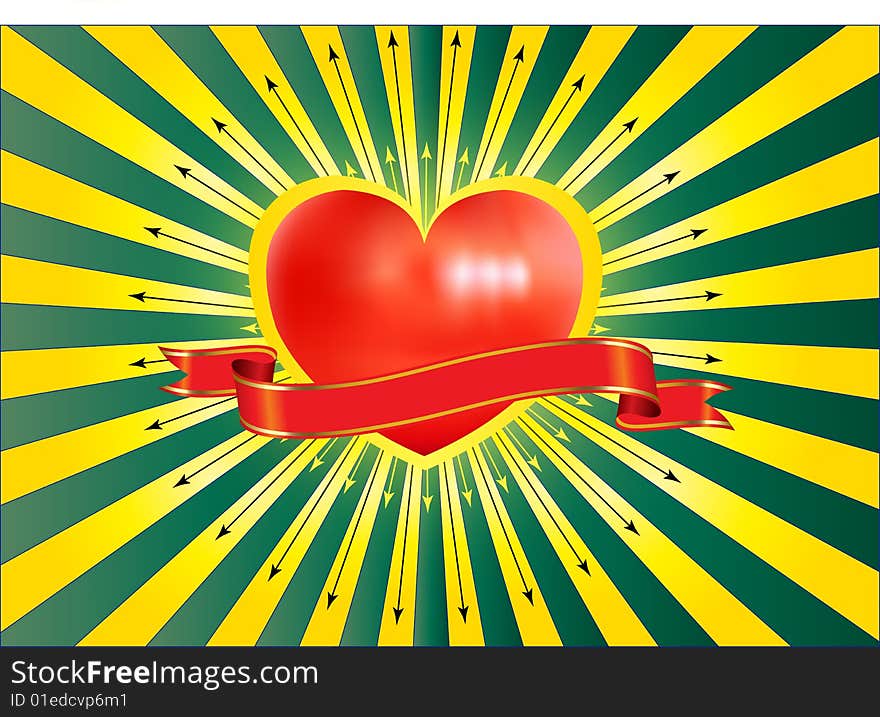 Heart arrow white background red vector