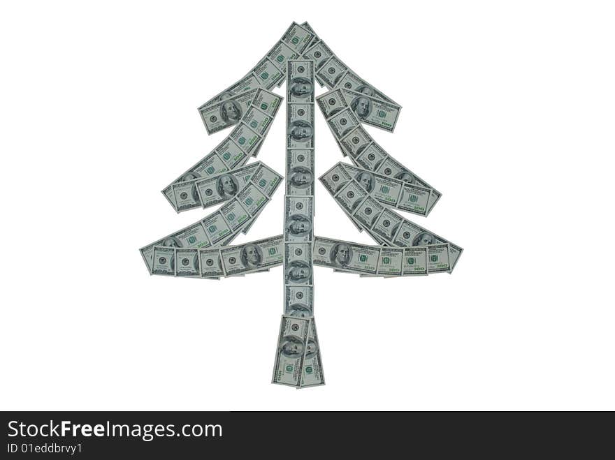 New year fir-tree one hundred dollars