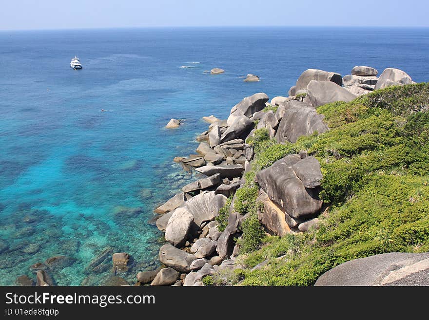 View from highest point of Similian island