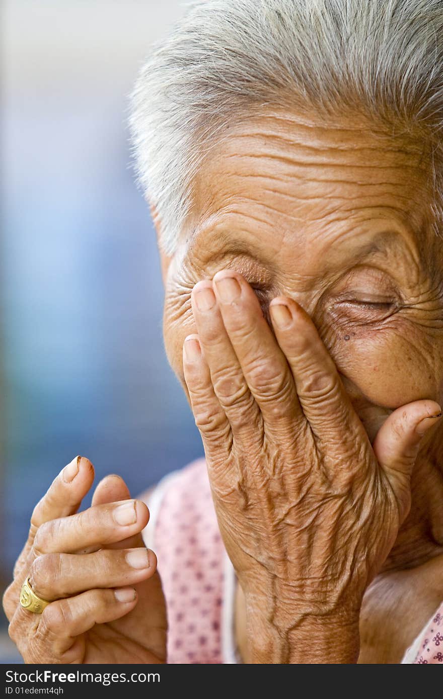 Portrait of an old Asian, woman of Thailand