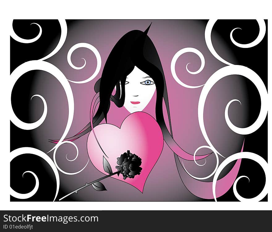 Teen girl in emo style. Vector.