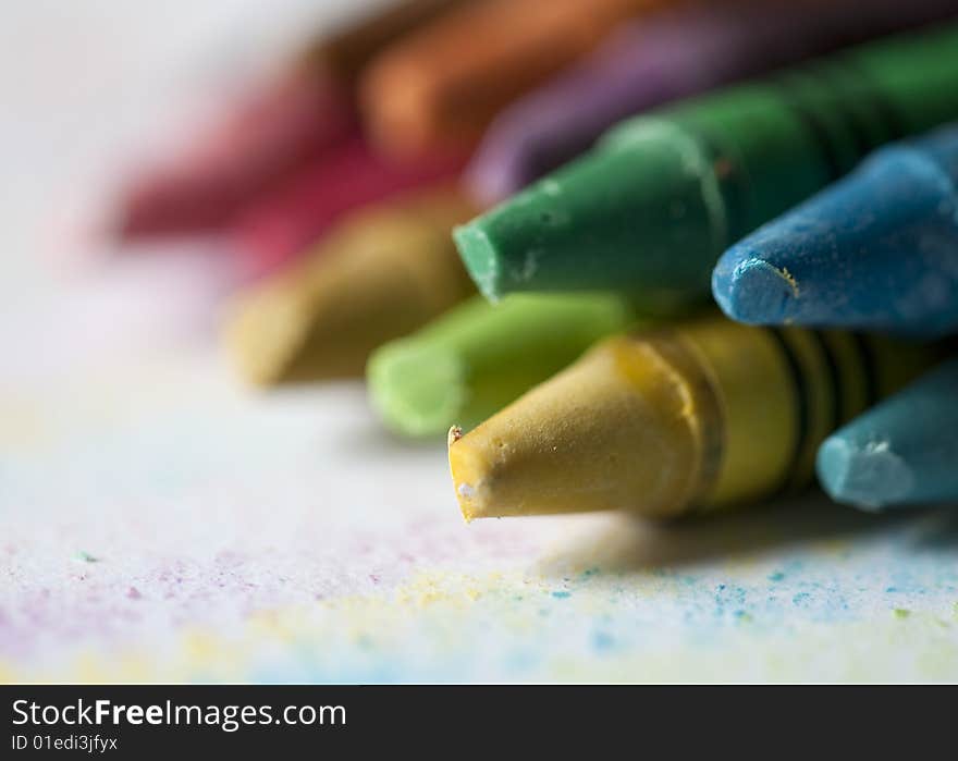 A closeup shot of crayons. A closeup shot of crayons