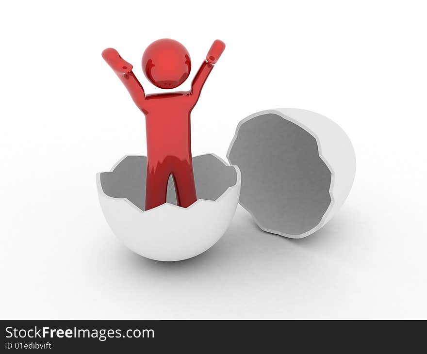 Person in egg. Business concept. 3d render.