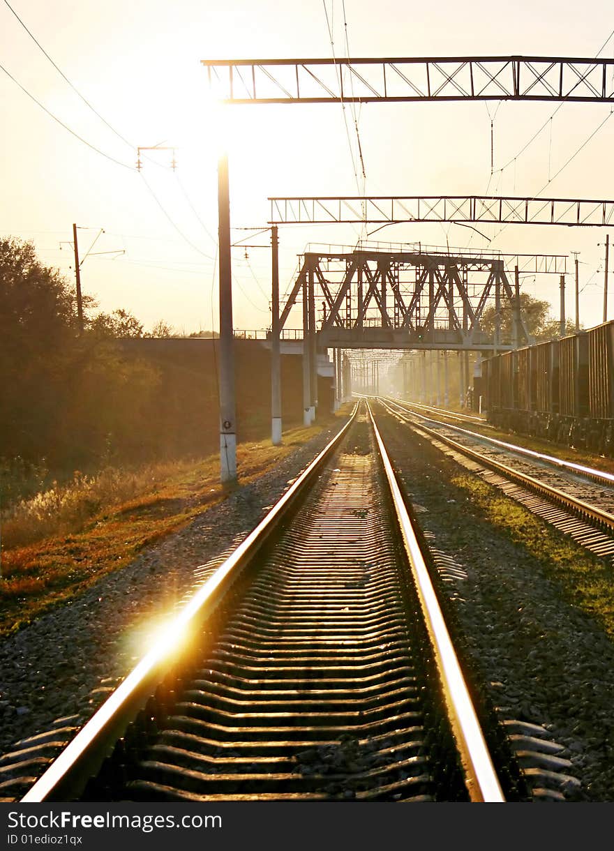 Railway on sunset