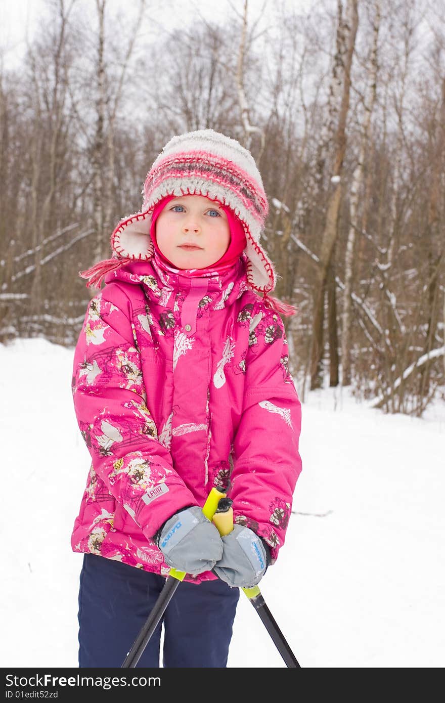 Girl on cross-country ski