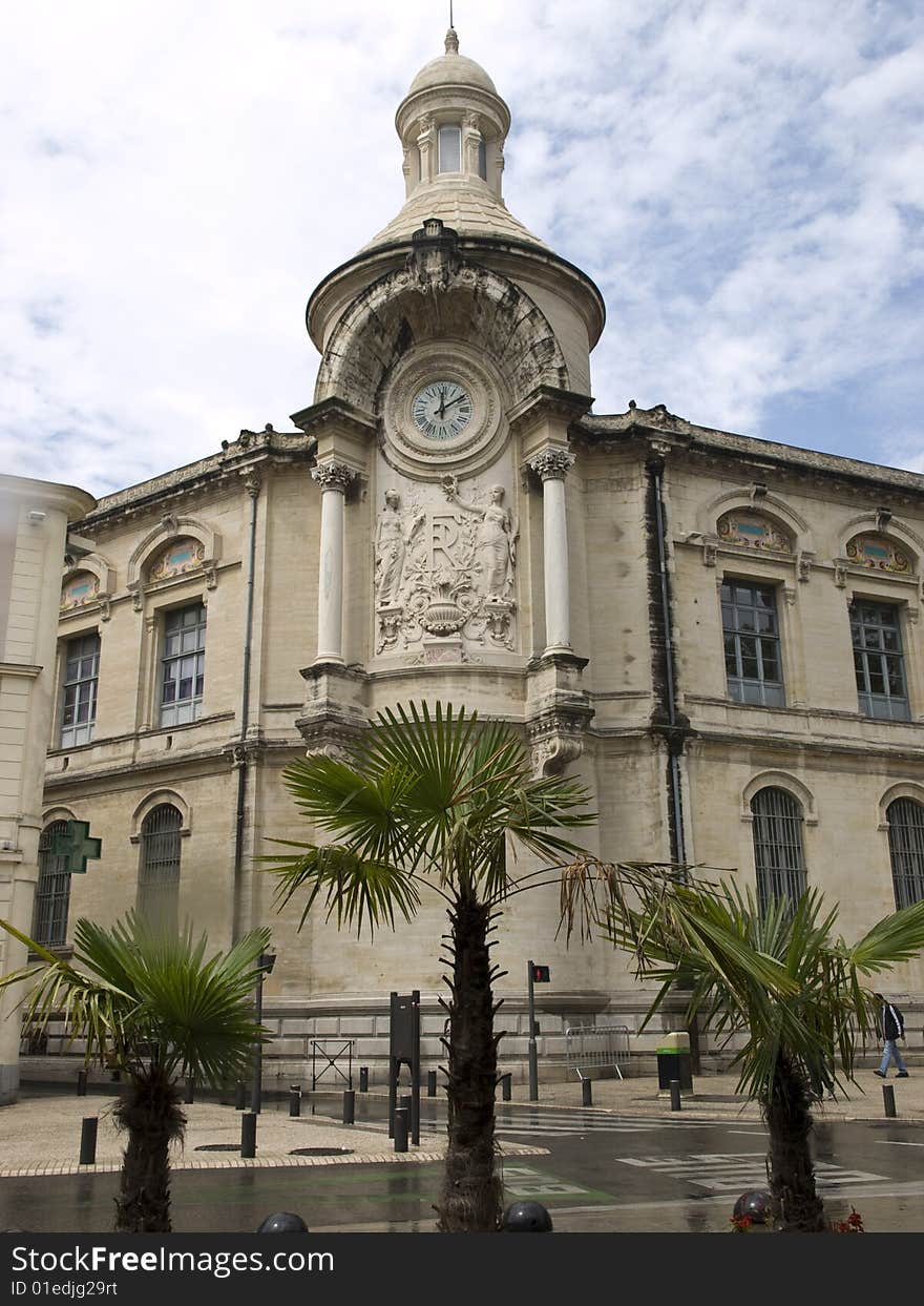 Square  and building near Arena -Nimes southern France