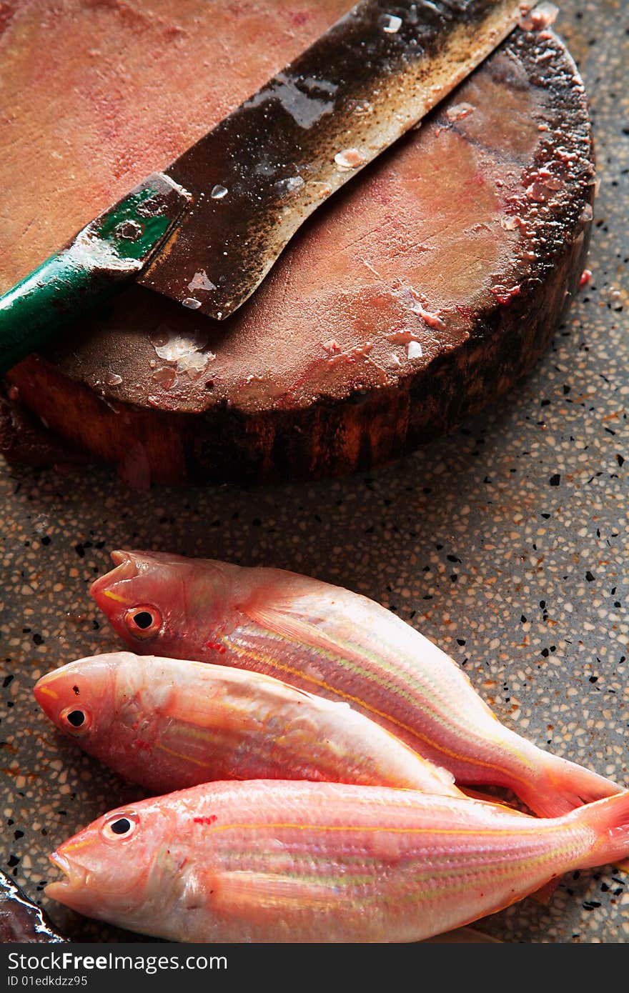 Fresh fish waiting to be filleted