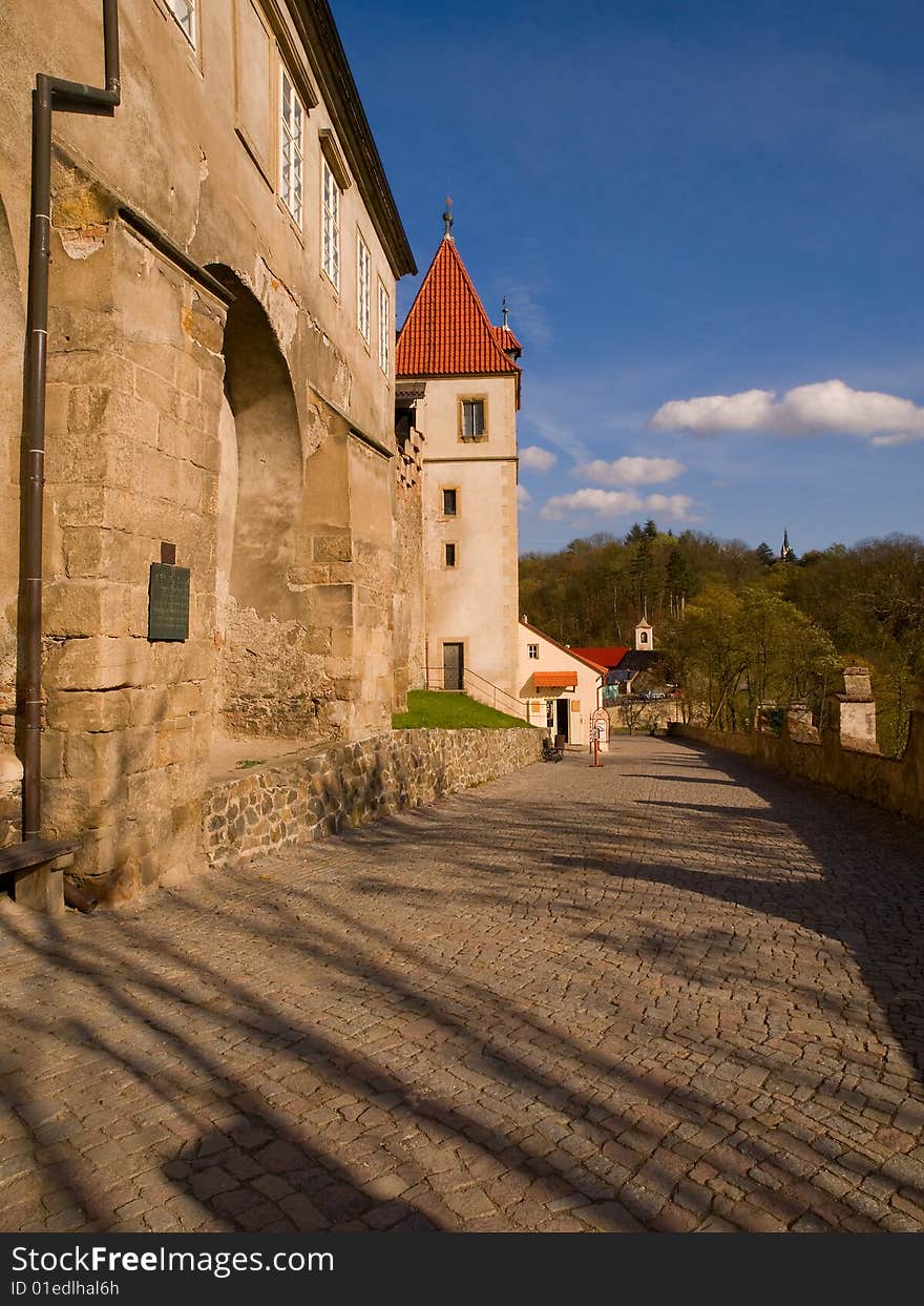 Image of the old castle road tu the Krivoklat castle in Czech Republic