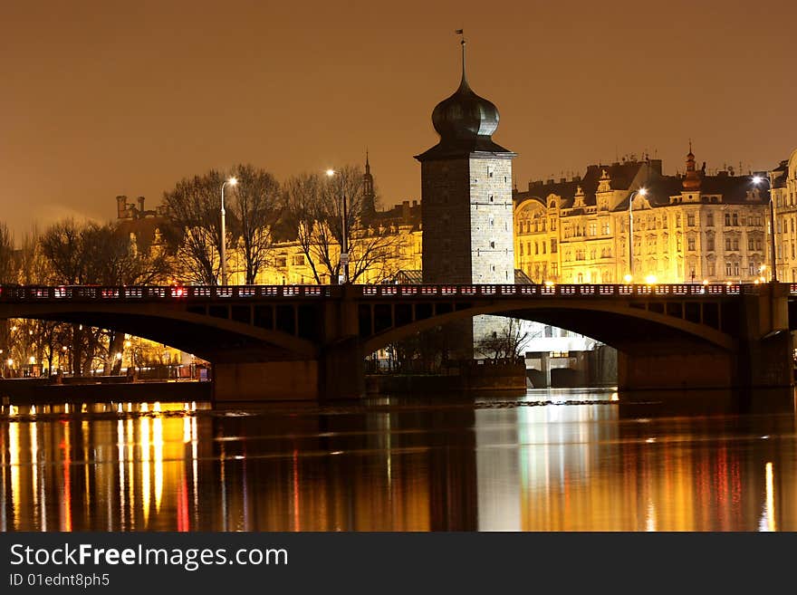 Night Pargue - view of water tower. Night Pargue - view of water tower