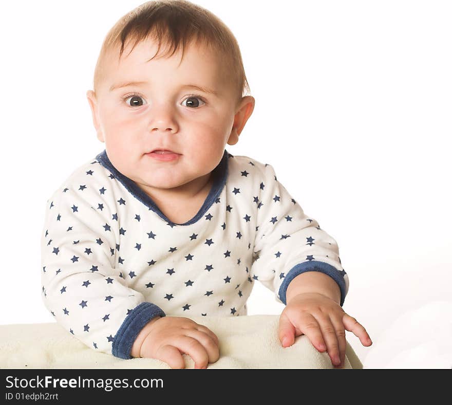 Close-up studio portrait of a young child. Close-up studio portrait of a young child