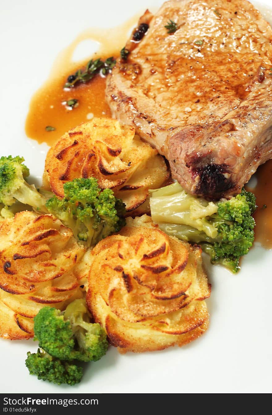 Pork Brisket with Potato and Broccoli