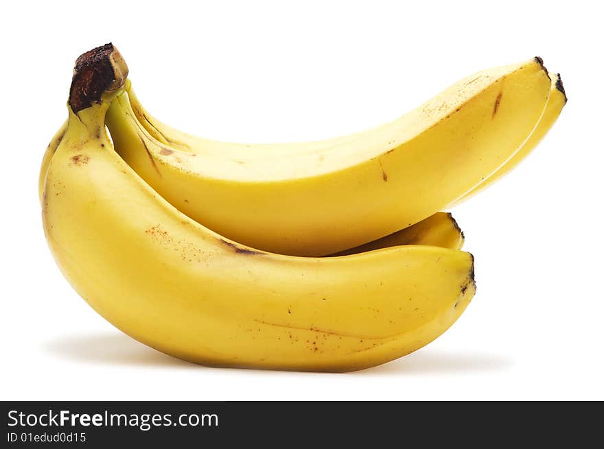 Bundles of bananas isolated on a white background.