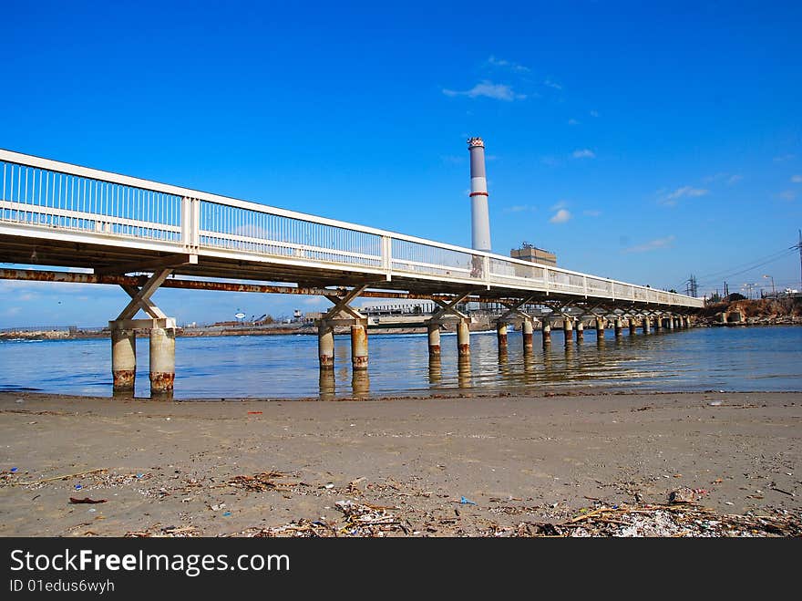 Bridge yarkon in the city of Tel Aviv at sunset