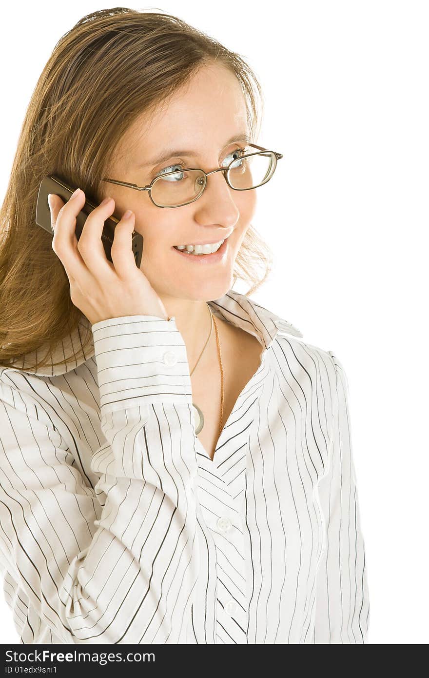 Young business woman with a cell phone