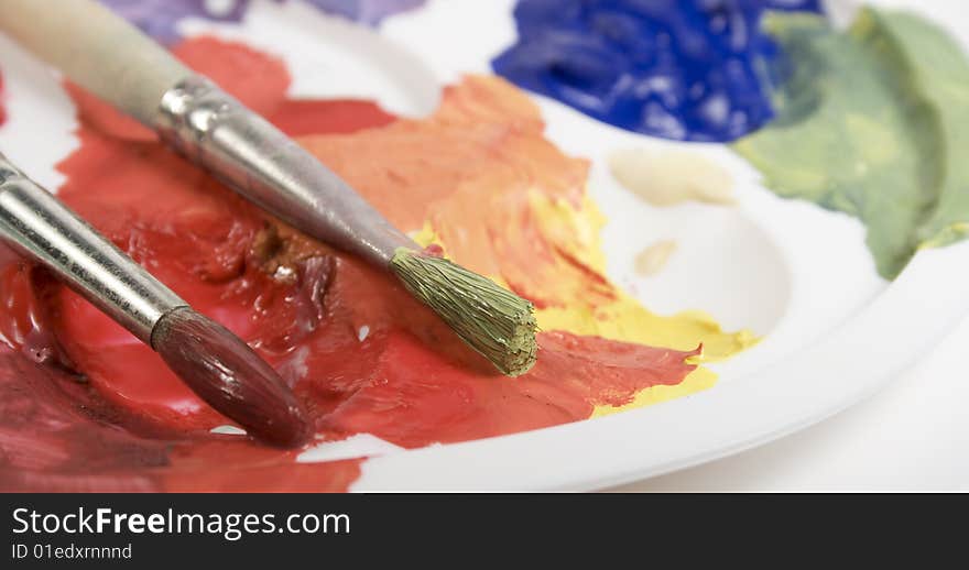 Palette with paints