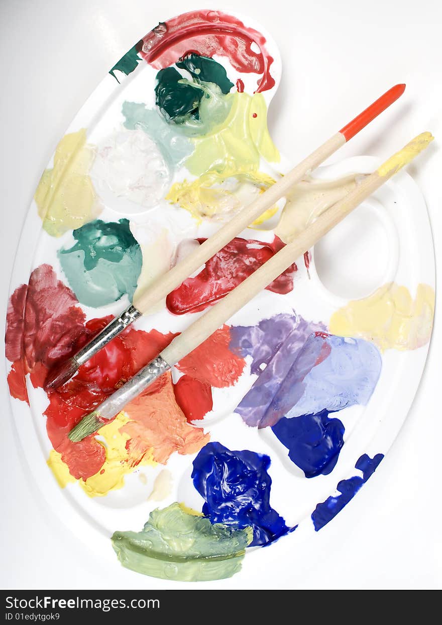 Palette with paints