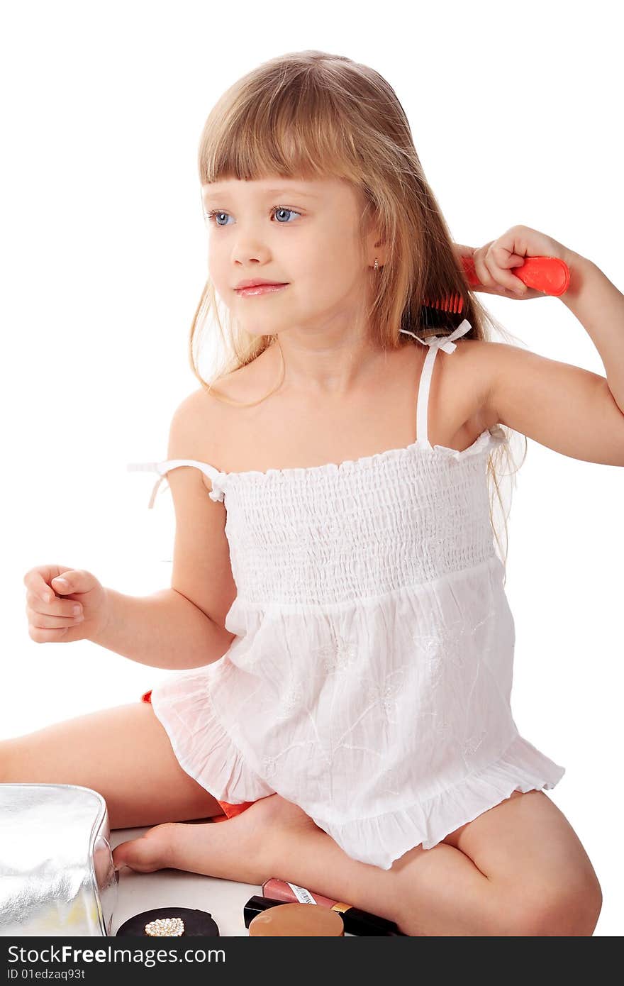 Beautiful child. Shot in studio. Isolated on white. Beautiful child. Shot in studio. Isolated on white.