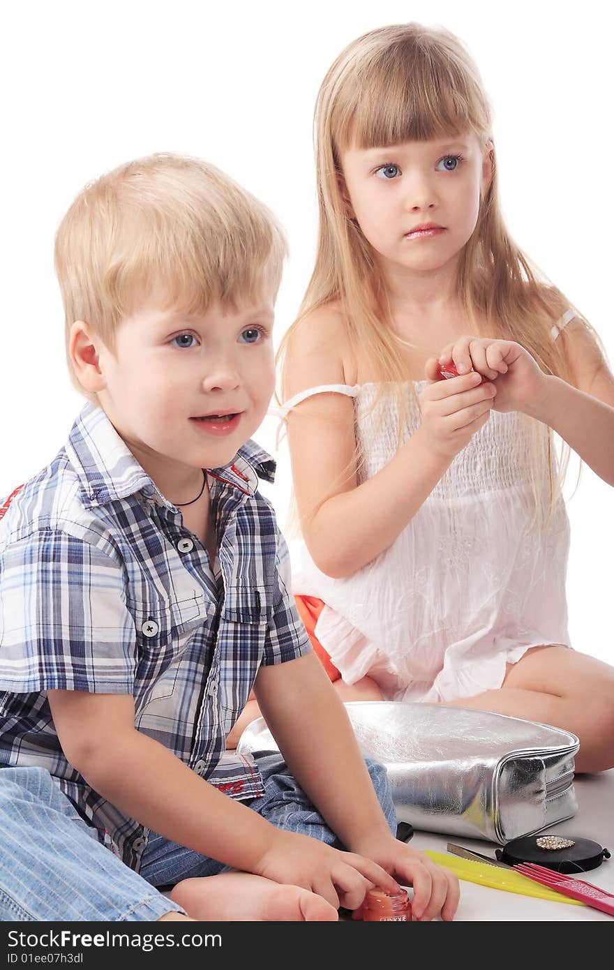 Beautiful child. Shot in studio. Isolated on white. Beautiful child. Shot in studio. Isolated on white.