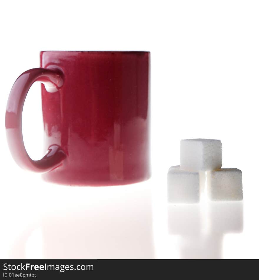 Red cup isolated on the white background