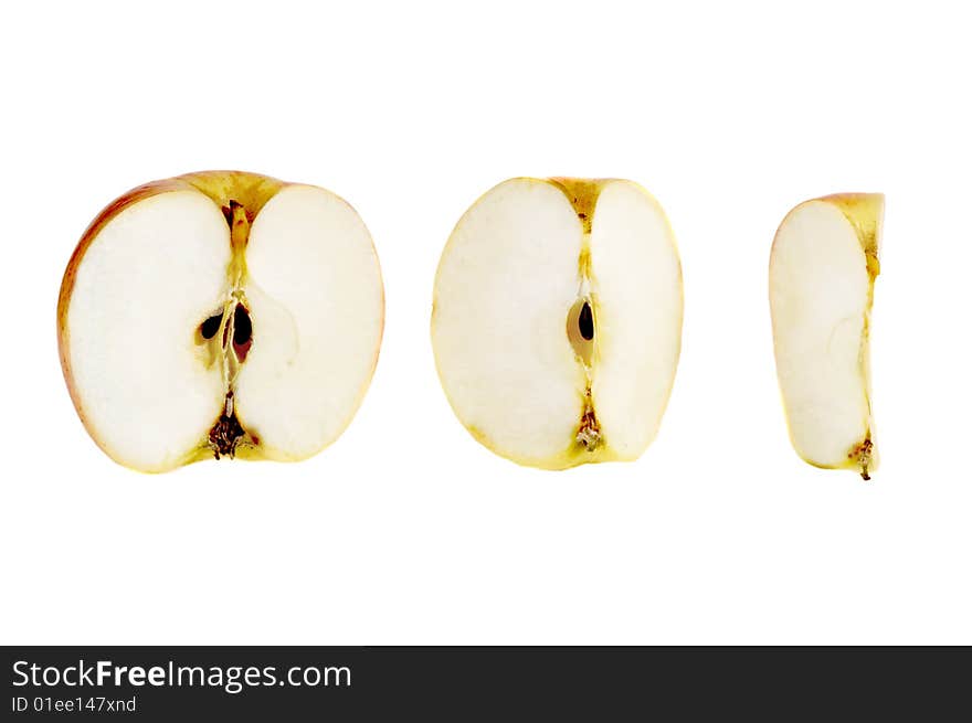 Cut apple isolated on the white background