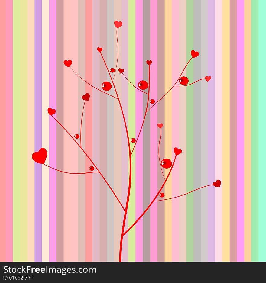 Stock photo: nature: an image of a red tree on striped background