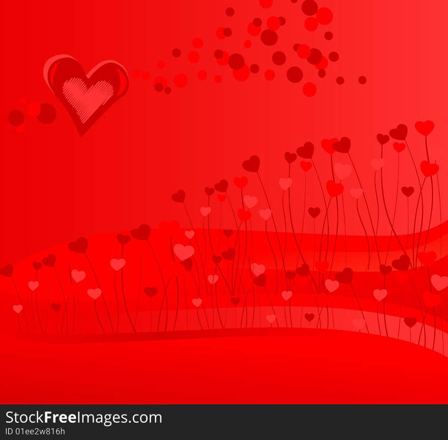 Stock photo: love theme: an image of red hearts on red background