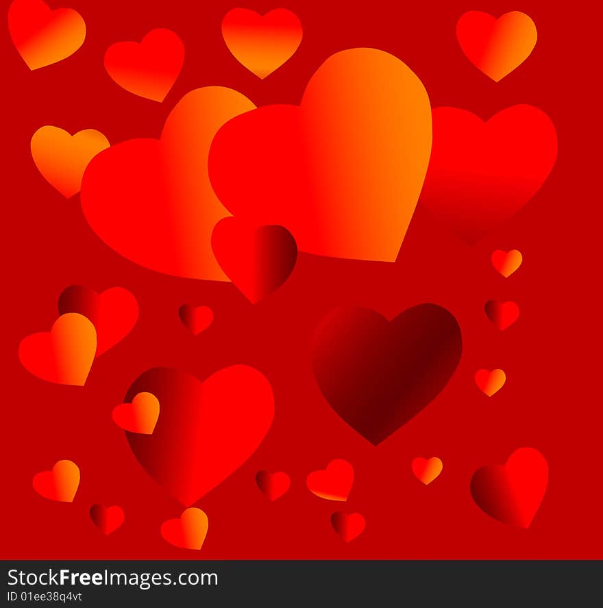 Stock photo: love theme: an image of hearts on red background