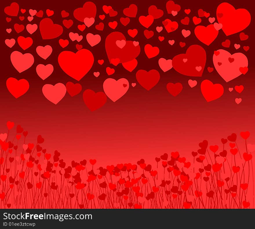 Stock photo: love theme: an image of red background of hearts