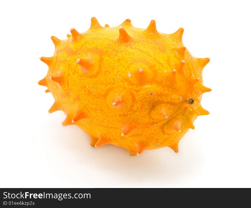 Tropical fruit kiwano on a white background.