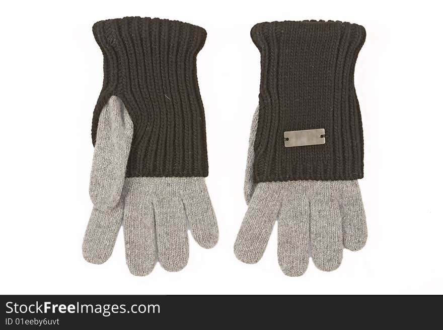 Grey woman woolen isolated gloves