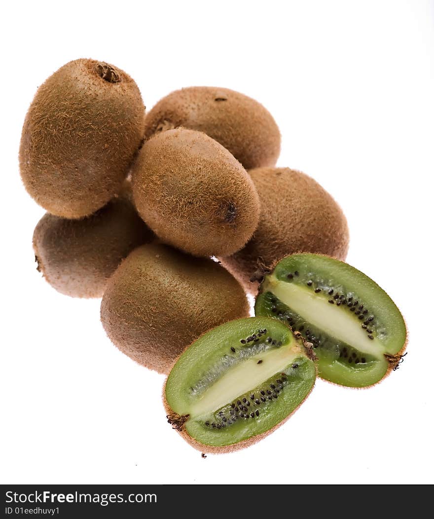 Fresh fruit kiwi separate in white