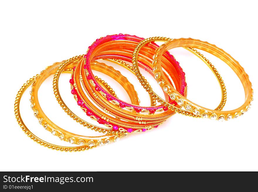 Bangles isolated on white background.