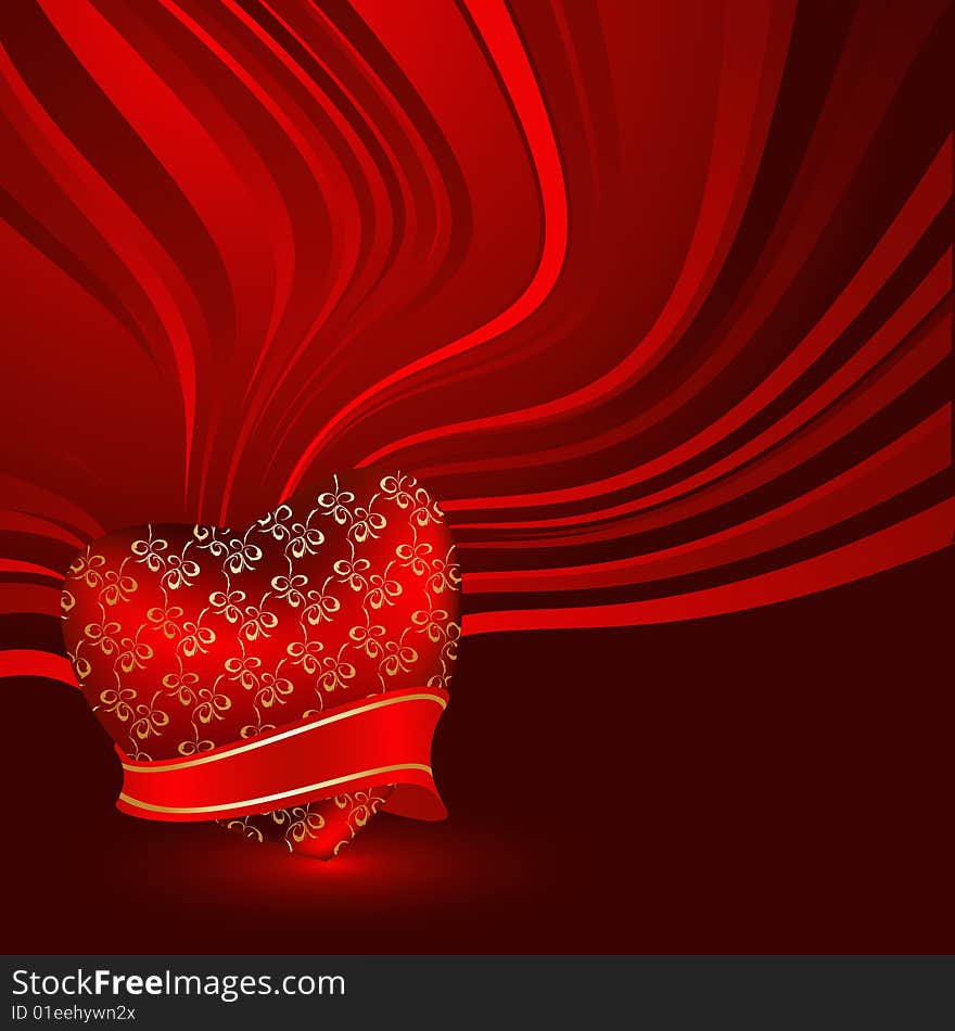 Bright vector illustration with heart for Valentine day