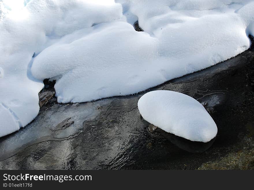 Melting snow and ice fall in Johnson Canyon in Banff national park, Alberta Canada. Melting snow and ice fall in Johnson Canyon in Banff national park, Alberta Canada