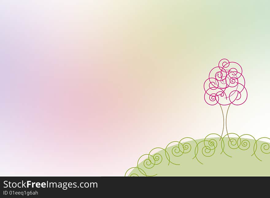 Single tree on colorful background. Single tree on colorful background