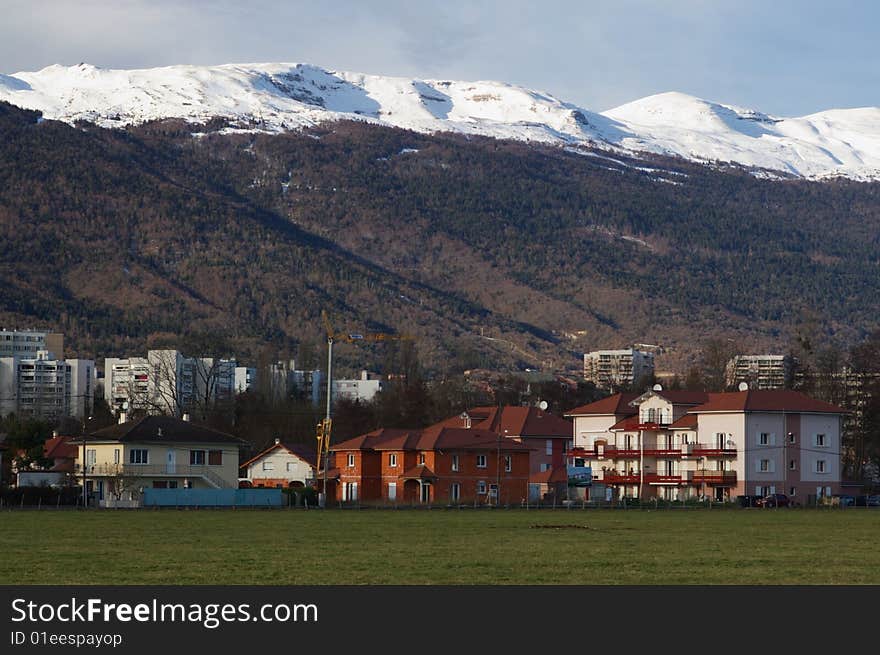 Town under mountains