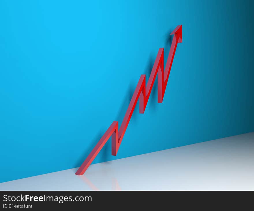 Red graph with blue background