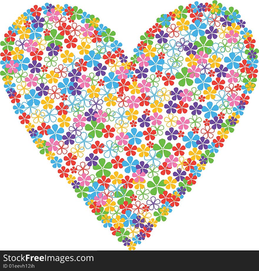 The vector illustration contains the image of floral heart. The vector illustration contains the image of floral heart