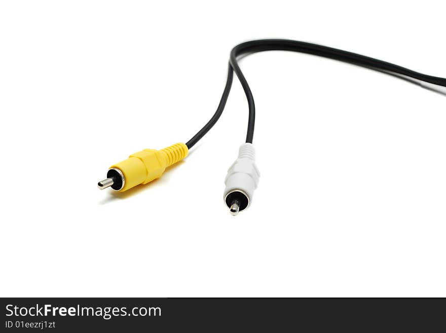 Audio video cable isolated on white