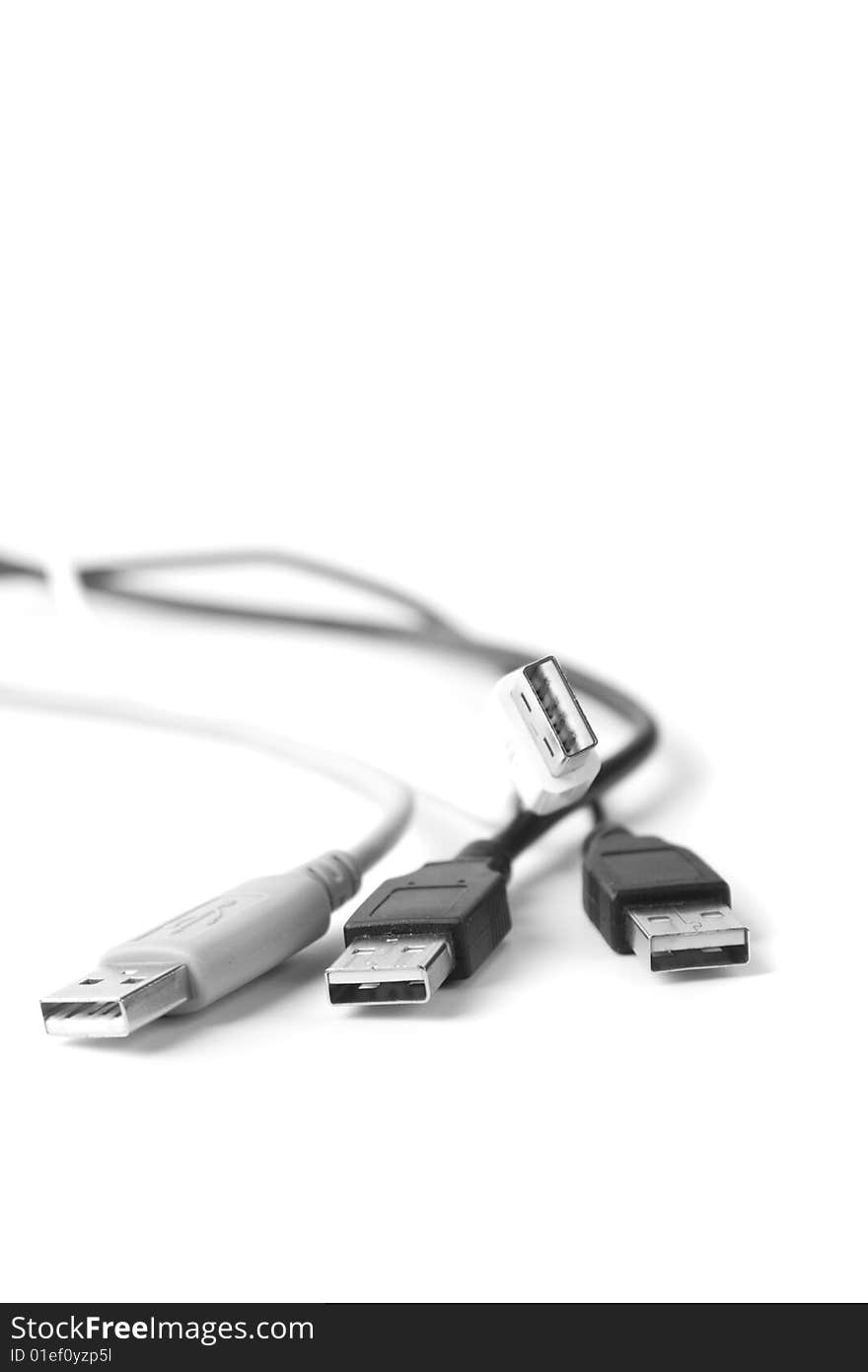 Some usb cable on white background