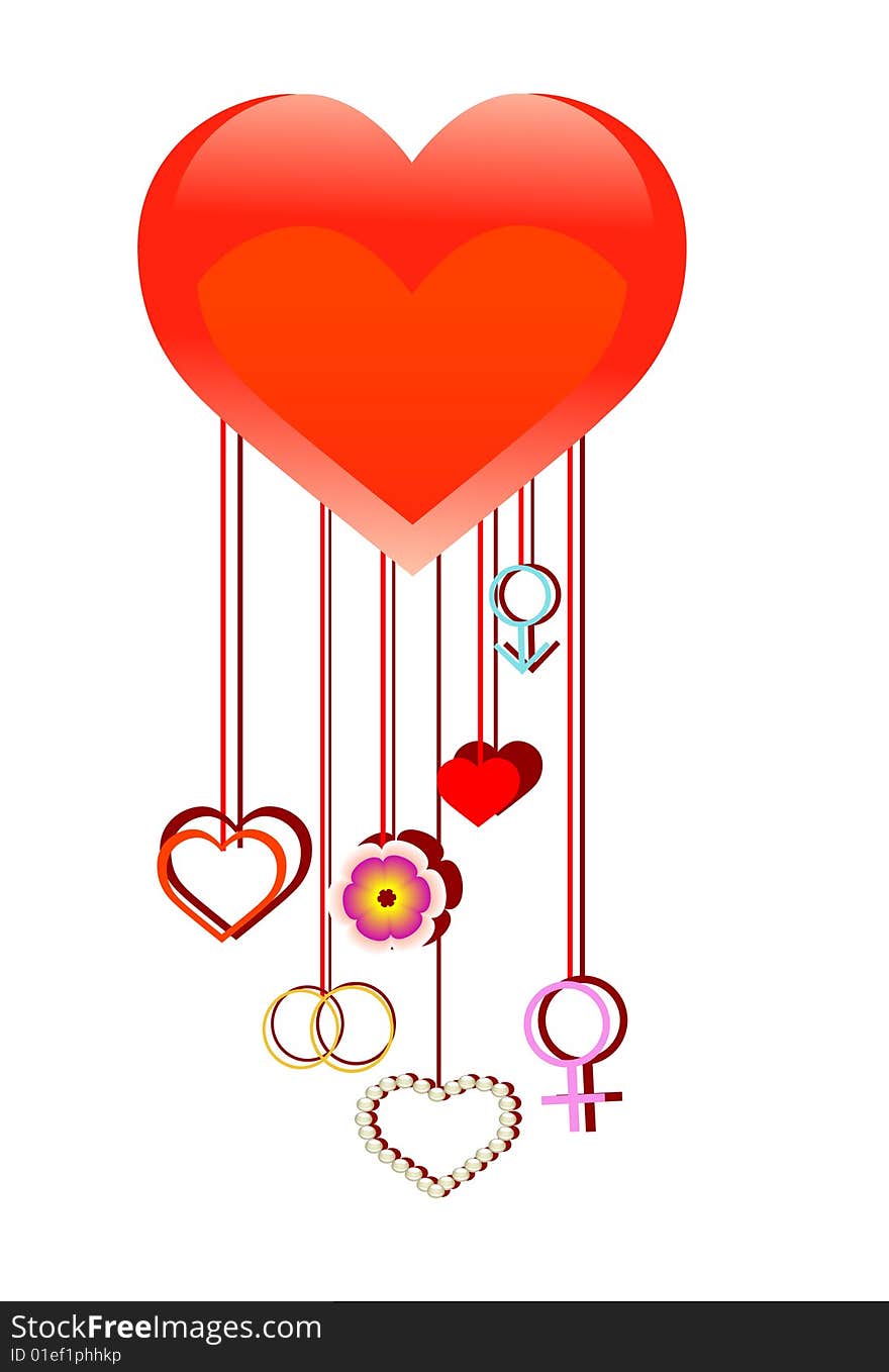 Great heart from the symbols of love