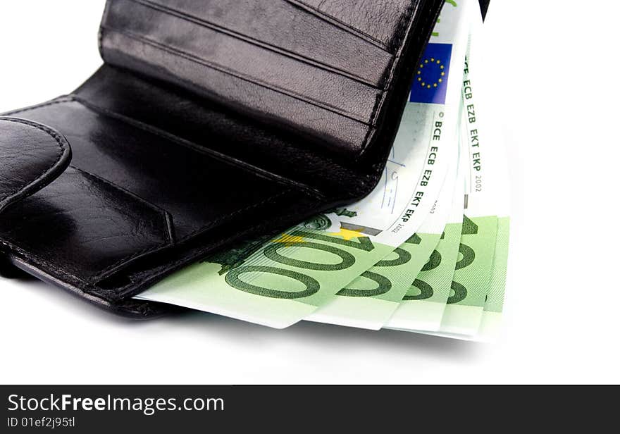 Euro And A Leather Purse