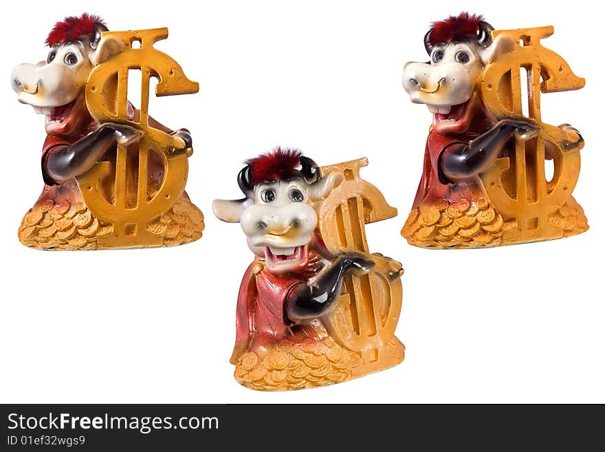 Ceramic moneybox of cows shapes