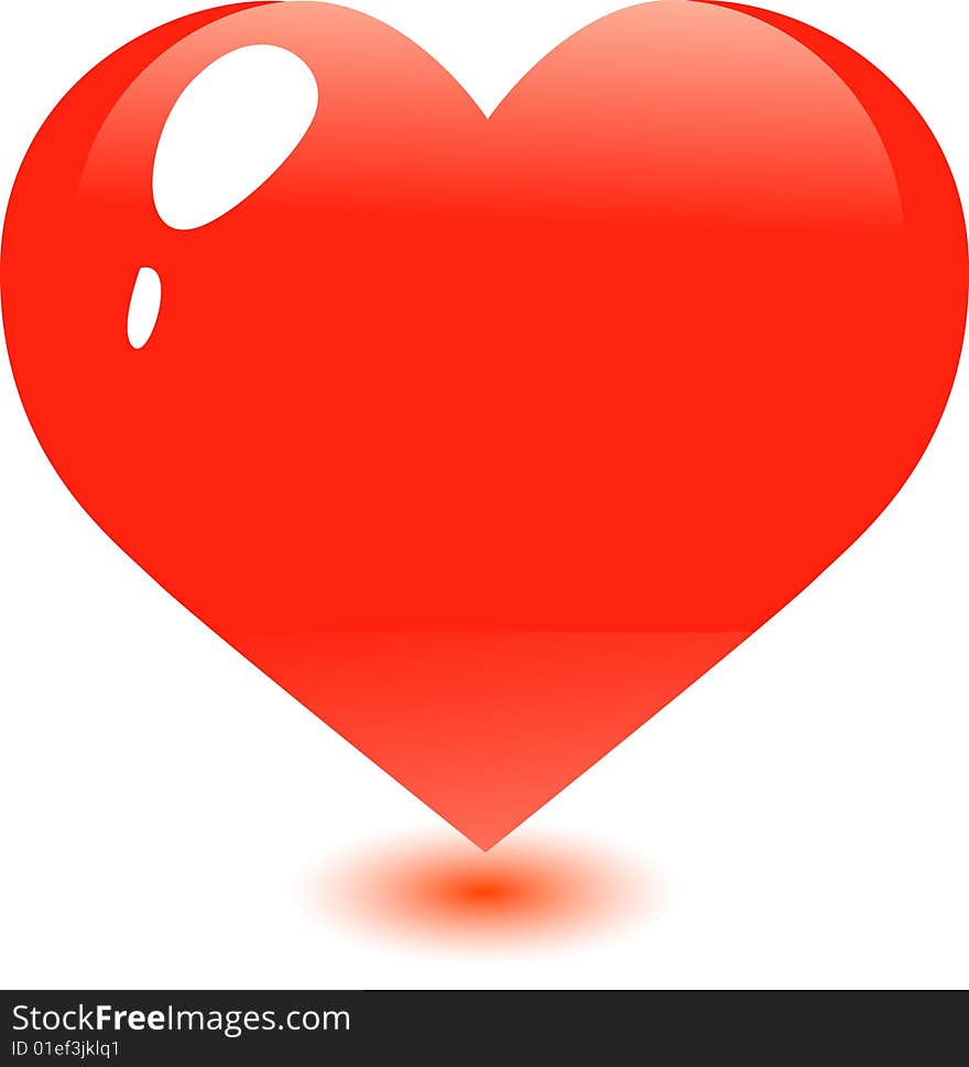 One large red heart on the day of St. Valentine