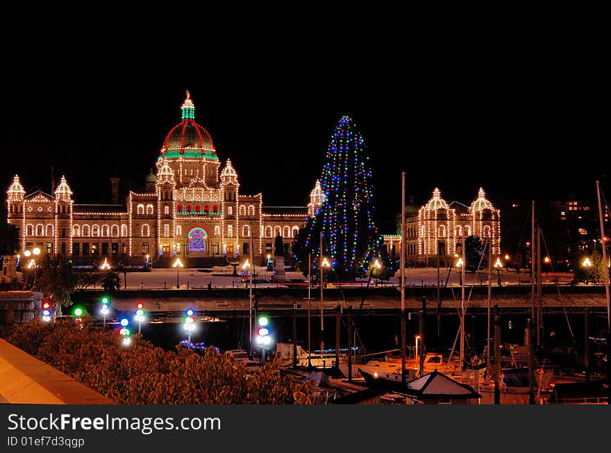 Christmas night illumination in downtown of Victoria. Christmas night illumination in downtown of Victoria