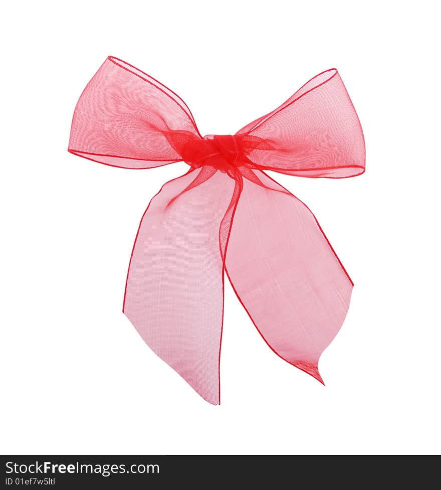 Red transparent bow, celebratory ornament, scenery. Red transparent bow, celebratory ornament, scenery