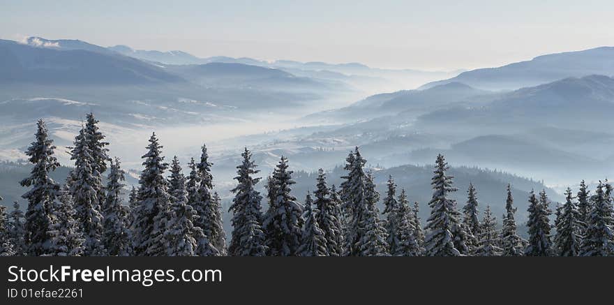 View from the highest point at Bukovel ski resort.  Looking across the Carpathian mountain range. View from the highest point at Bukovel ski resort.  Looking across the Carpathian mountain range.