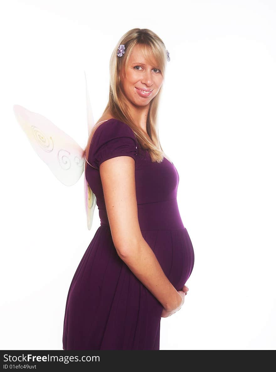 Young beautiful pregnant woman. studio shot.