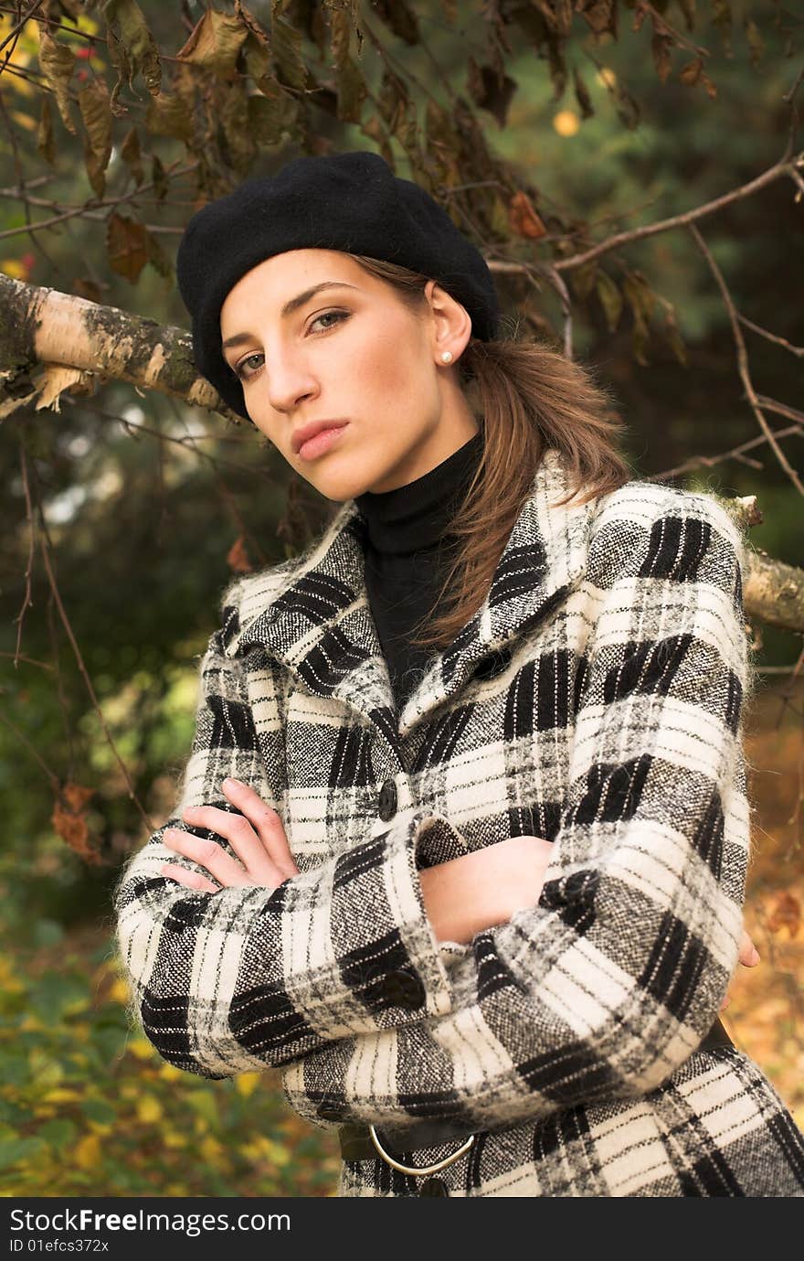 Woman  in autumn park