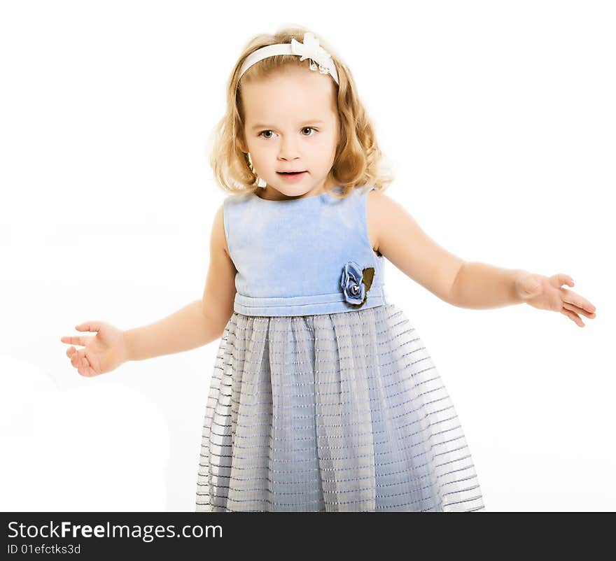 Lovely little girl isolated on white